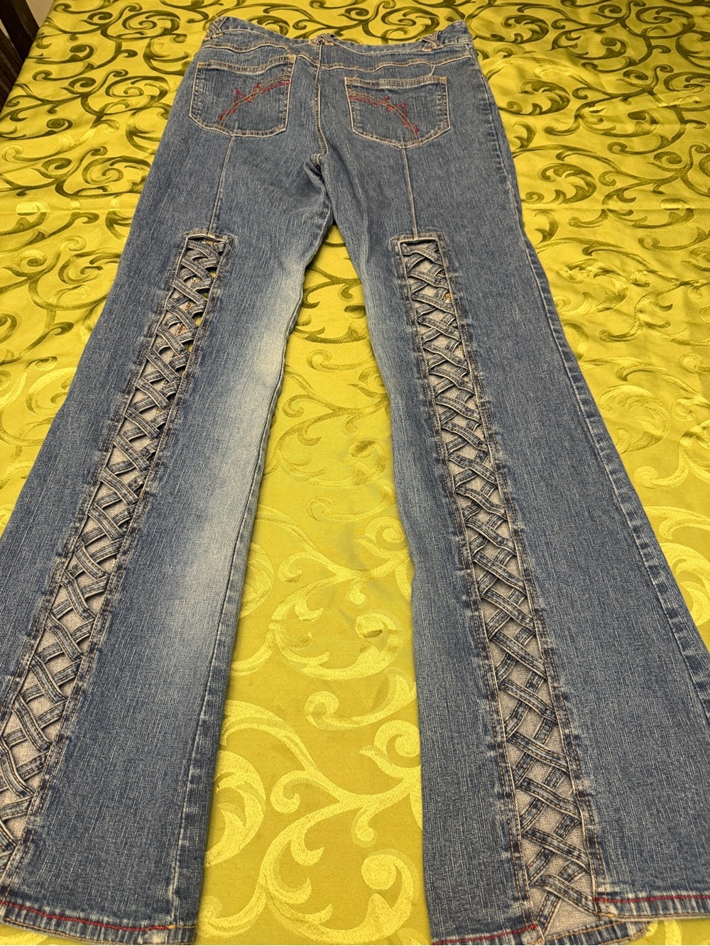 Women's Blue Lace-Trim Boot-Cut Jeans
